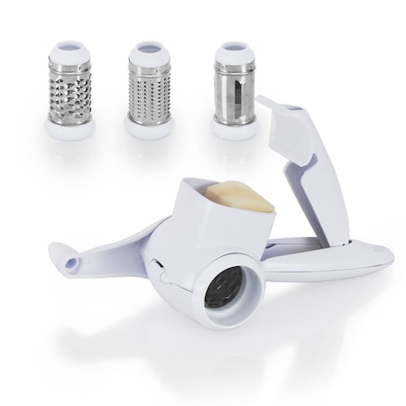 Commercial Chef Mini Hand Held Grater With Interchangeable Blades - 2 In 1 Manual Rotary Cheese Grater Stainless CH1530